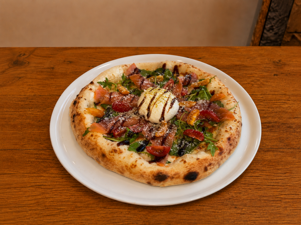 Pizza Burrata Saumon artisanale à Clermont dans l'Oise - Pizza Esposito